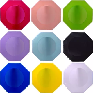 Platos Descartable Octogonales Plastico 17cm.colores X 120 U