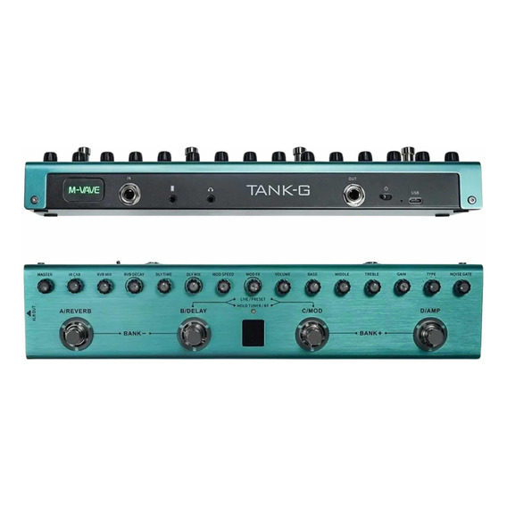 Pedalera para guitarra Tank-g Boss Zoom M-vave Cuvave, color verde claro