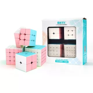 Paquete De 4 Cubos Moyu Set Con 2x2, 3x3, 4x4 Y 5x5 Nuevos Color De La Estructura Macaron