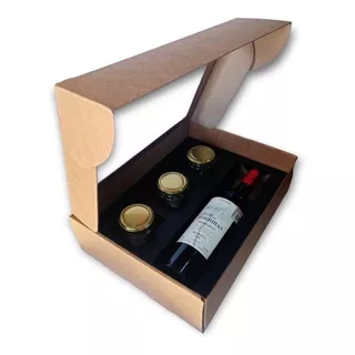 Caja Regalo Para Botella Y Botana Con Ventana