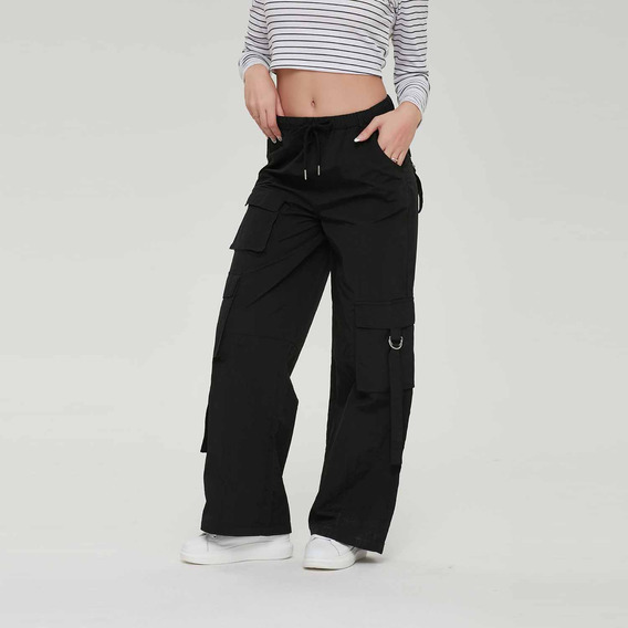 Pantalón Mujer Full Cargo Taslan Negro Fashion's Park