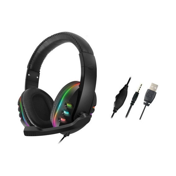 Auriculares Gamer Headset Gm17/18 Rgb Luz 2064196 Shine Color Negro