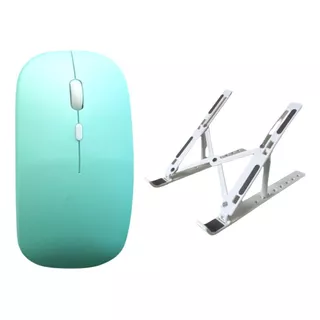 Kit Mouse Bluetooth Recargable Con Soporte Plegable Mariposa Color Verde