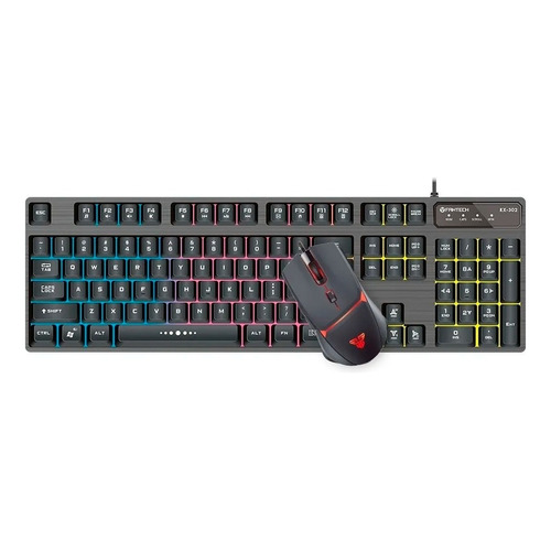 Combo Teclado Y Mouse Gamer Led Fantech Major Kx-302s- Smart Color del teclado Negro