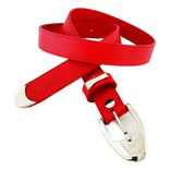 Cinturon De Cuero 100% - Hebilla Y Puntera - Blanco