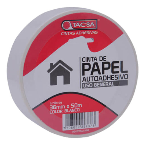 Cinta De Papel Blanca Adhesiva Enmascarar 36mm X 50mts. Tacsa