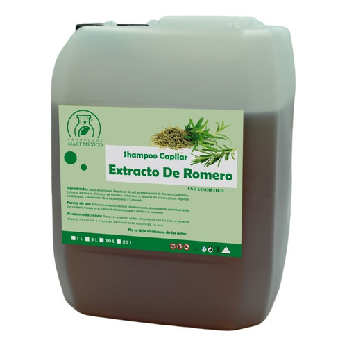  Shampoo Extracto Natural Romero Brillo Y Suavidad 10 Lts