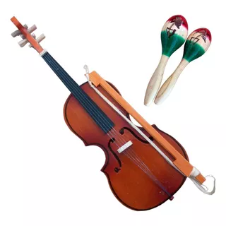 Set Violín Maraquitas Juguete Musical Artesanal Ritmos Niños