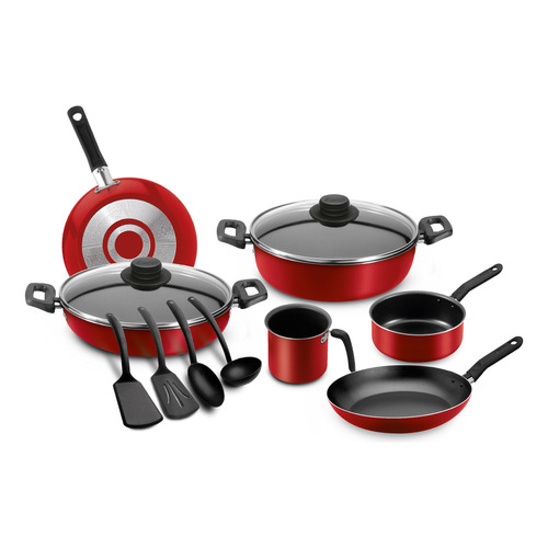 Batería De Cocina Ekco De 12 Piezas Roja Con Antiadherente Color Rojo