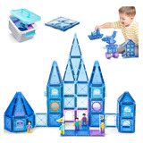 Set De Construcción Magnético Azul Castillo Para Niño 128pzs