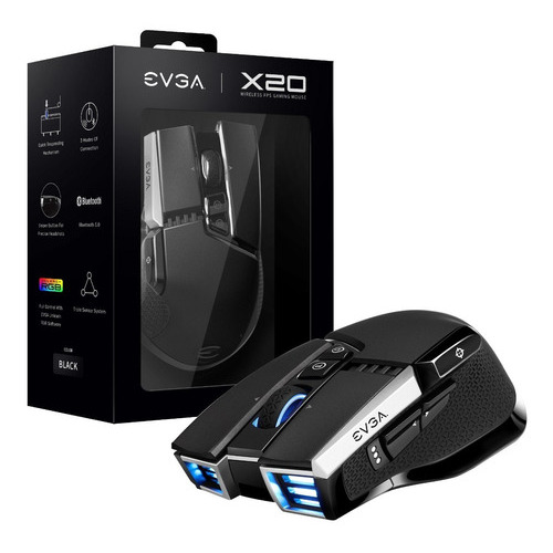 Mouse Gamer Ergonómico Evga X20 Inalámbrico 903-t1-20b /v Color Negro