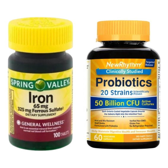 Iron 65mg Ferrous + Probiotics - Unidad a $1619