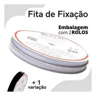 Fecho De Contato Fita Fixadora Velkro 16mm Rolo Com 25m Cor Branco