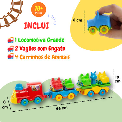 Brinquedo Trenzinho Carrinho Educativo Presente Bebe 1 Ano