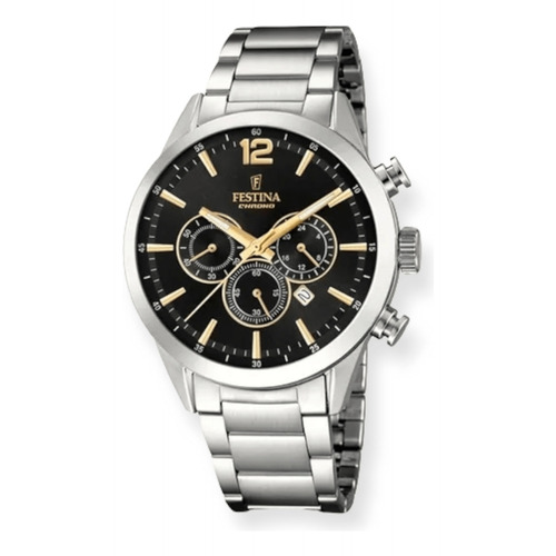 Reloj Festina Hombre F20343.4 Timeless Chrono Acero Color del bisel Plateado Color del fondo Negro