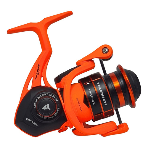 Micro Reel Caster Thunder 1005 Sx Pesca Pejerrey 5 Rulemanes Color Naranja/negro