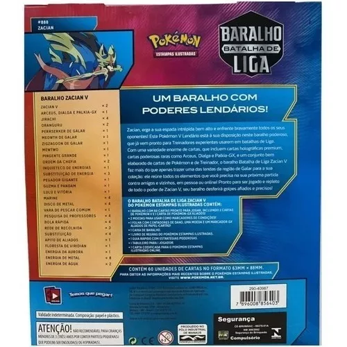 Jogo de Cartas Pokemon Baralho Batalha de Liga Zacian V