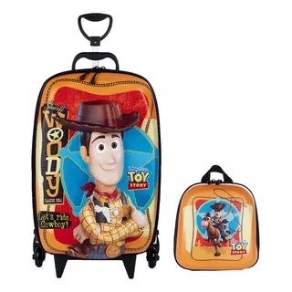 Kit Mochila De Rodas Toy Story Woody E Lancheira Em 3d