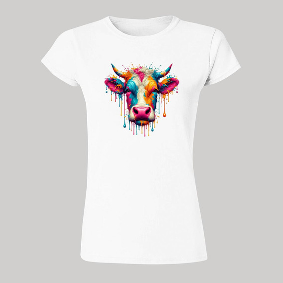 Playera Mujer Vaca Psicodélico 000118b