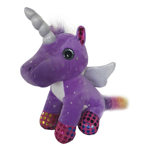 Peluche Unicornio Con Estrellas Color Violeta