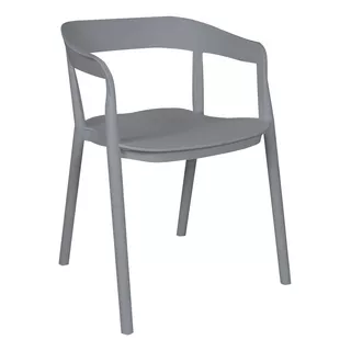 Silla Evoque De Comedor Cocina Con Apoyabrazos De Plástico Reforzado Apilable Color De La Estructura Gris Marca Makom