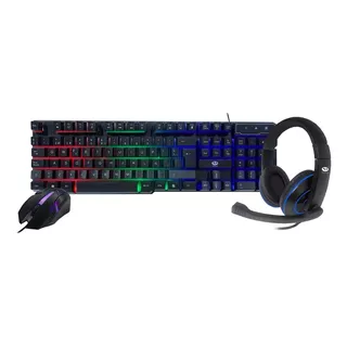 Kit Teclado Mouse Auricular Gamer Pc Combo Led Gaming Juego