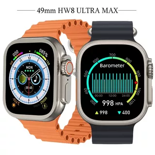 Relógio Smartwatch S8 Ultra Max Caixa Prateado Pulseira Laranja