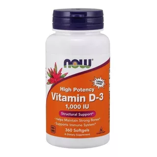 Vitamina D3, Now Foods, 1000 Ui, 25 Mcg,  360 Caps, Saude