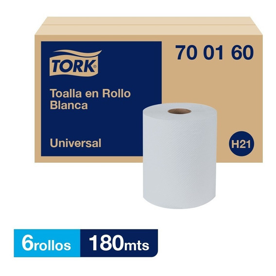 Tork Toalla En Rollo Blanca Universal Hs 6 Rollos / 180 Mts