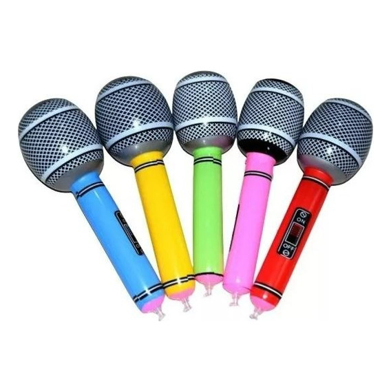20 Microfonos Inflables 25cm Colores Fiesta Batucada Karaoke