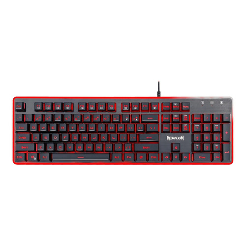 Teclado gamer Redragon Dyaus K509 QWERTY inglés US color negro con luz RGB