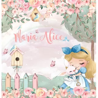Painel Adesivo Alice No País Das Maravilhas Princesa Nome M²