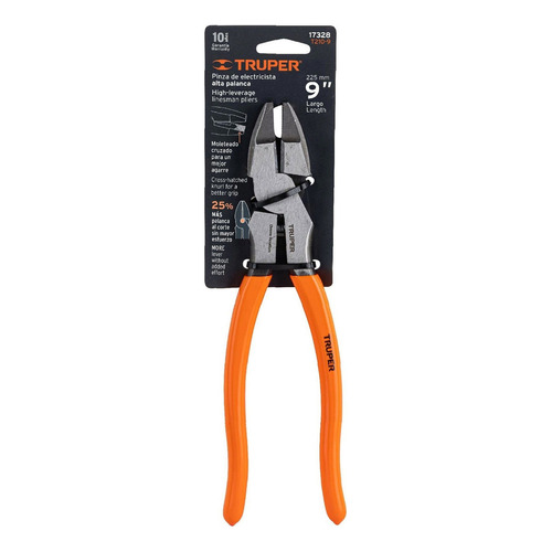 Pinza Electricista 9'' Con Resorte Mango Pvc Truper 17328