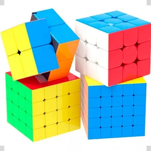 Caixa 4 Cubos Mágicos 2x2 + 3x3 + 4x4 + 5x5 Moyu Cor Da Estrutura