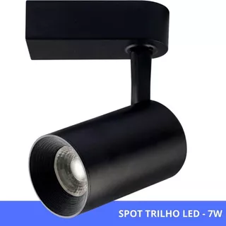 Spot Led 7w Trilho Eletrificado Preto 6.500k Branco Frio