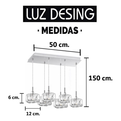 Colgante 6 Luces Mery Cristal Apto Led G9 Deco Moderno Pal