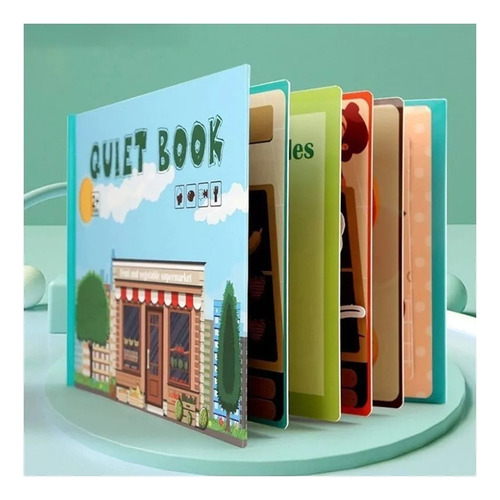 Libro Interactivo Montessori, Libro Silencioso Para Niños Color Vegetable
