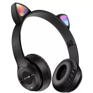 Audífonos Inalámbricos Bluetooth Led Gamer Niñas Gatos P47m Color Negro