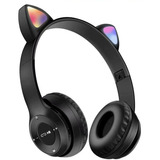 Audifonos Orejas De Gato Led Diadema, Audífonos Inalambricos Color Negro