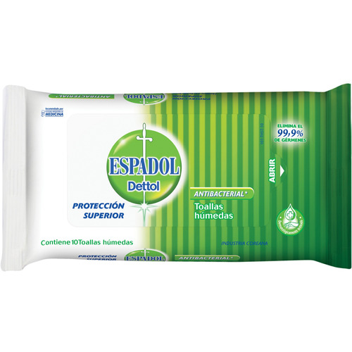 Toallas Antibacteriales Espadol Dettol paquete 10 u