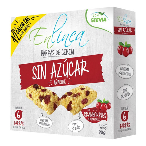 Pack Barra Cereal En Línea Sin Azúcar Cranberries 6un De 15g
