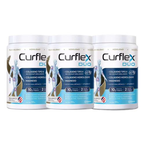 Suplemento en polvo Curflex  Duo Curflex Duo colágeno en pote pack x 3 u