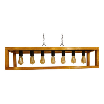 Colgante Madera Rectangular 123 7 Luces E27