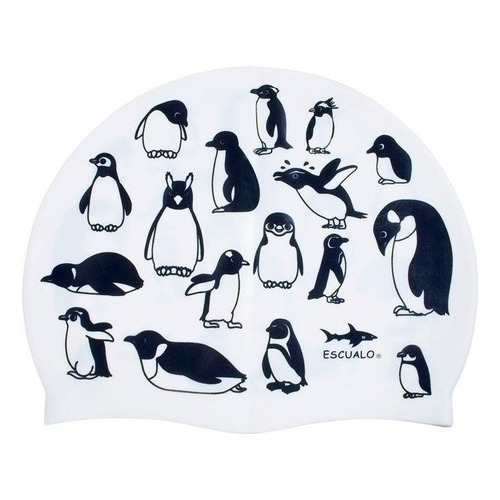 Gorras Natación Adulto Modelo Pinguinos - Escualo Color Blanco Talla Unitalla Diseño De La Tela Estampado
