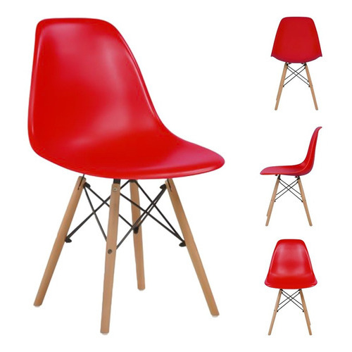 Kit De 4 Sillas Tipo Eames Comedor Hogar Color De La Estructura De La Silla Rojo