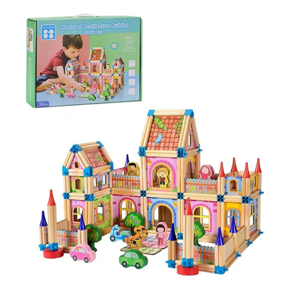 Juego De Bloques Apilables Madera Construccion Rompecabeza 