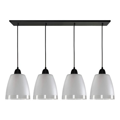 Colgante 4 Luces Vidrio Borde Transparente Negro Apto Led Satinado/negro