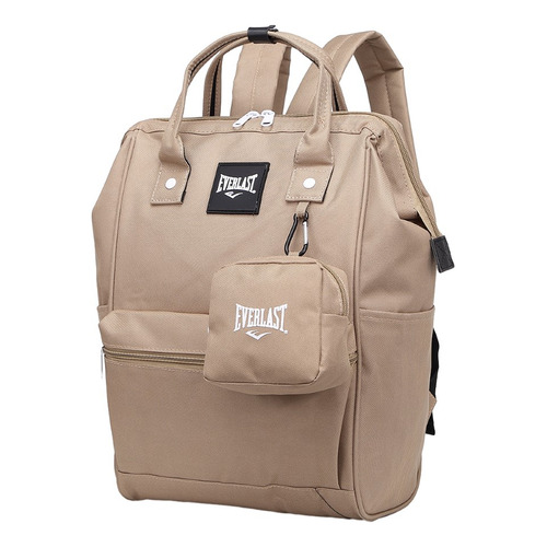 Mochila Everlast Boca Rigida Con Monedero Lona Urbana Color Kaky 22203