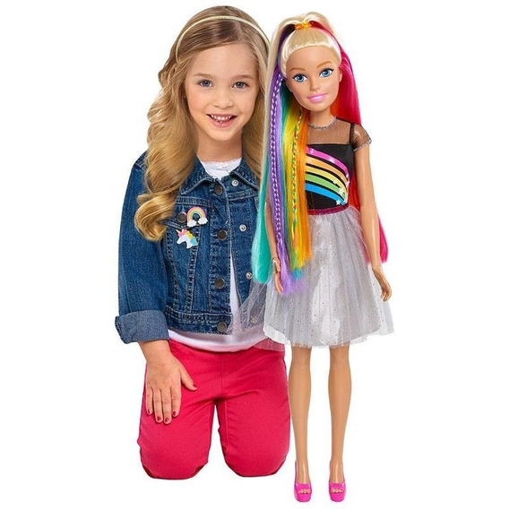 Barbie Muñeca 70cms Rainbow Sparkle Cabello Arcoiris Mattel