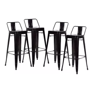 Banqueta Taburete Tolix Banco Alto Con Respaldo Barra Set X4